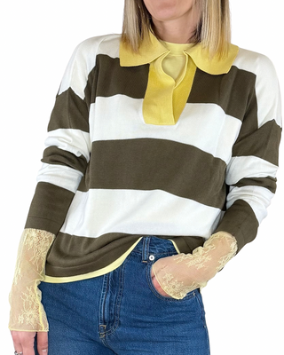 Susy Mix - Polo riga larga 100% cotone - GIALLO