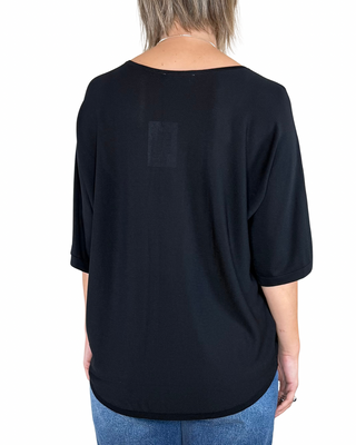 Habiti - Maglia fluida stondata - NERO