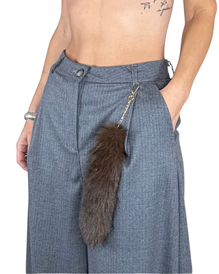 Haveone - Pantalone palazzo gessato - GRIGIO