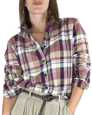 Habiti - Camicia quadri flanella - BORDEAUX