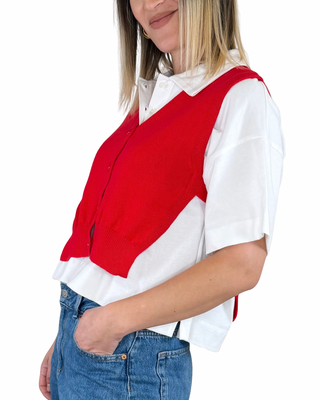 Vicolo - Gilet con bottoni aperto lateralmente - ROSSO
