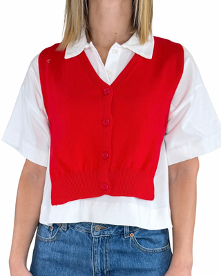 Vicolo - Gilet con bottoni aperto lateralmente - ROSSO