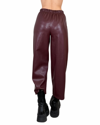 Habiti - Pantalone Japan ecopelle - BORDEAUX