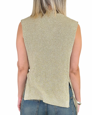 Souvenir - Gilet lurex fiocchi laterali - ORO