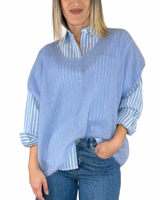 CADì - Gilet a scatola kid mohair - CELESTE