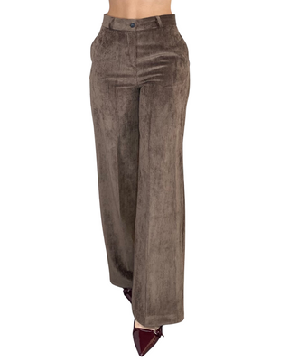 Habiti - Pantalone palazzo velluto - MORO