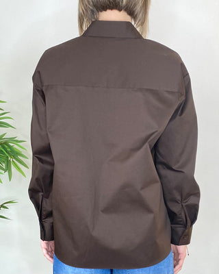Alley – Jacke mit Hemdtasche und Anstecknadel – Dunkelbraun