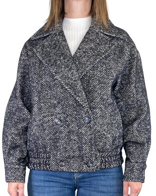 vicolo - bomber doppiopetto spinato - nero