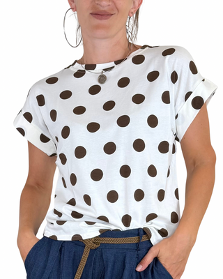 Habiti - T-shirt scatola a pois - MORO