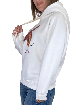 vicolo - felpa cappuccio "c'est chic" - panna