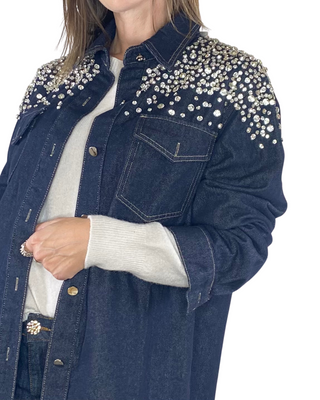 susy mix - camicia denim c/strass - jeans scuro