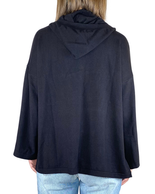 Vicolo - Cardigan cappuccio e coulisse - NERO