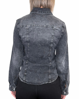 Habiti - Camicia slim denim - NERO