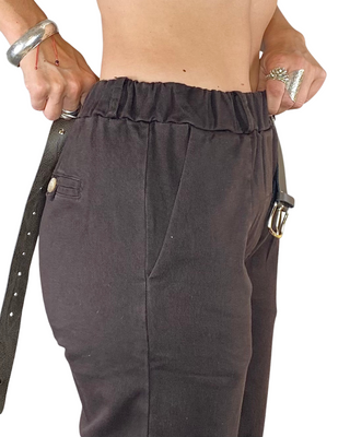 Motel - Pantalone bull denim boyfriend - MORO