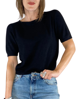 vicolo - maglia m/manica viscosa - nero