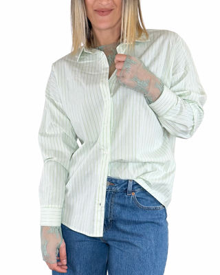 Habiti - Camicia bastoncino filo lurex - VERDE MENTA