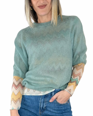 CADì - Maglia manica 3/4 kid mohair - verde salvia