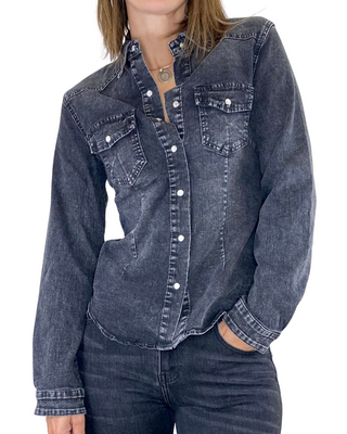 Susy Mix - Camicia slim denim - NERO