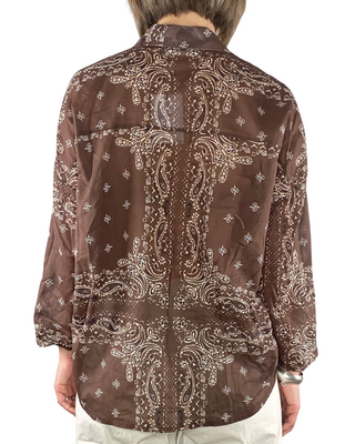 Habiti - Camicia bandana con laccetto cuoio - MORO