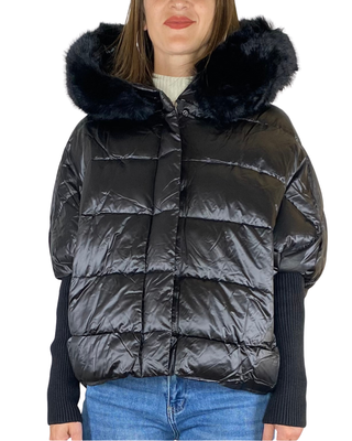 Habiti - Cappa imbottita manicotto - NERO