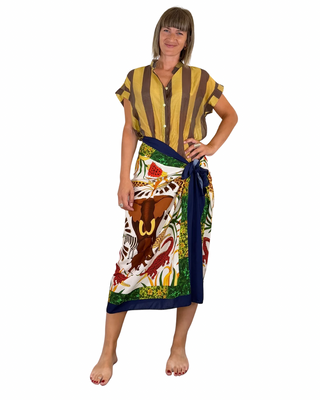 Habiti - Camicia righe in tencel - SENAPE