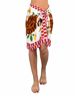 Habiti - Gonna pareo Circe foulard midi - ROSA