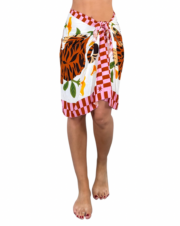 Habiti - Gonna pareo Circe foulard midi - ROSA