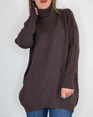 Susy Mix - Maglia collo alto over - MORO