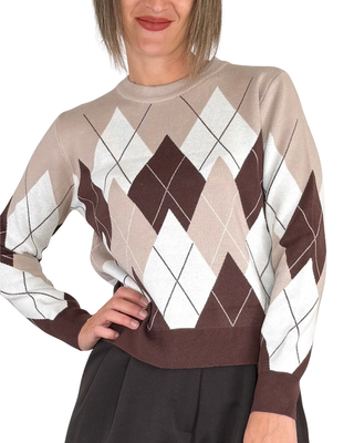Habiti - Maglia a losanghe - BEIGE