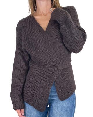 vicolo - maglia incrociata punto inglese - moro