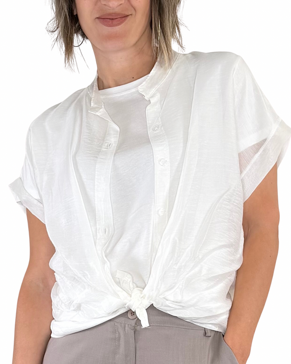 Habiti - Camicia in lyocell e lino - PANNA