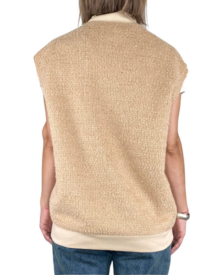 Vicolo - Gilet over con bordi in maglia - BEIGE
