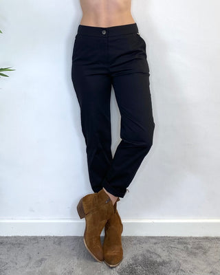 Souvenir - Pantalone sigaretta mezzo elastico in vita - NERO