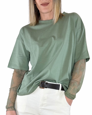 Susy Mix - T-shirt manica lunga pizzo - verde salvia