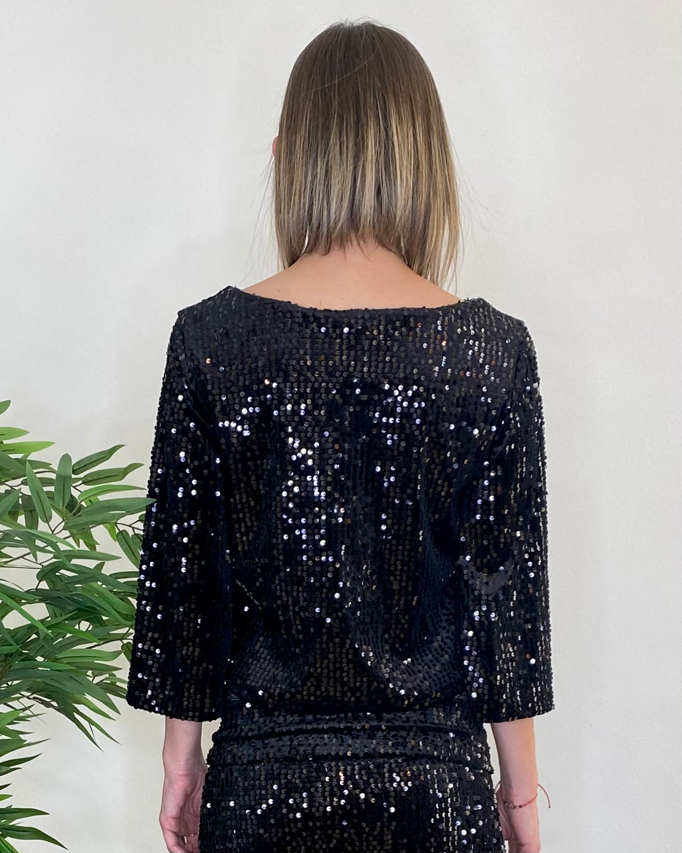 T-shirt paillettes - NERO