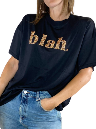 Vicolo - T-shirt "blah" glitter - NERO
