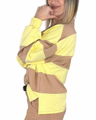 Haveone - Felpa polo righe "Stay united" - GIALLO