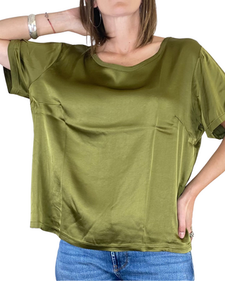 susy star - blusa m/manica raso di viscosa - verde oliva