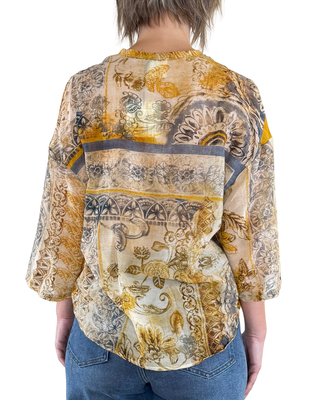 CADì - Camicia Margarita misto seta - SENAPE
