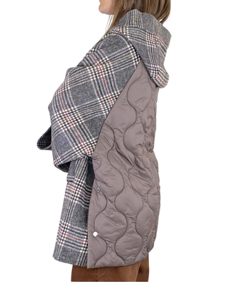 vicolo - mantella check cappuccio - fango