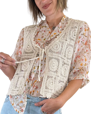 CADì - Gilet crochet - ECRU'