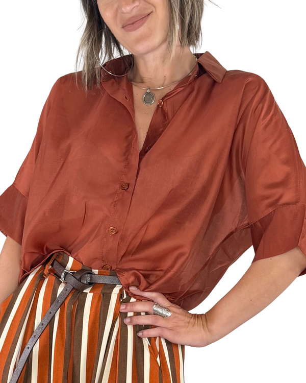 Habiti - Camicia Brenda a scatola - MATTONE