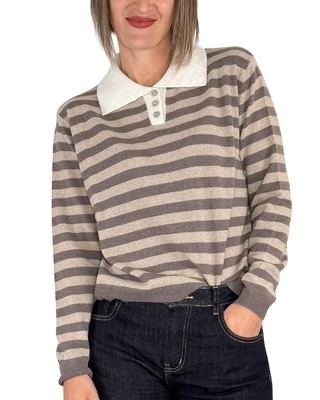 Habiti - Polo righe misto cashmere - BURRO