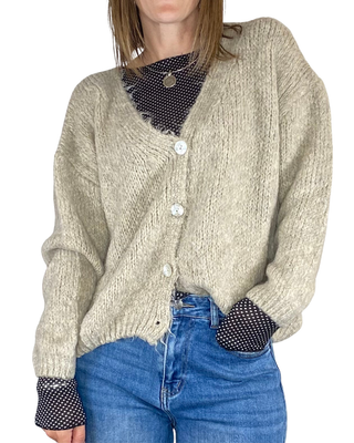 Habiti - Cardigan a scatola - BEIGE