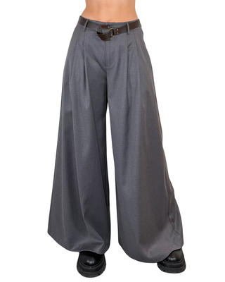 Haveone - Pantalone palazzo elastico dietro - GRIGIO