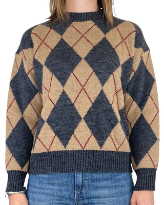 vicolo - maglia jaquard a losanghe - antracite