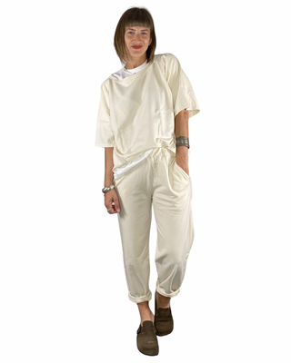 susy mix - felpa m/manica con pantalone baloon - burro