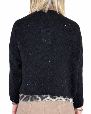 Habiti - Maglia misto alpaca micro paillettes - NERO