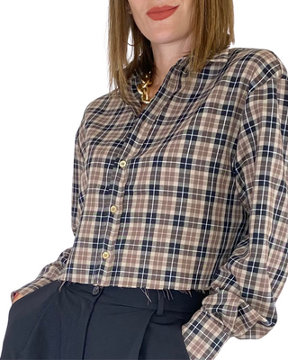 Vicolo - Camicia crop check - FANGO