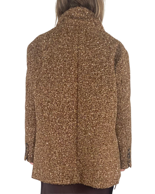 Vicolo - Blazer bouclé e micro paillettes - CIOCCOLATO